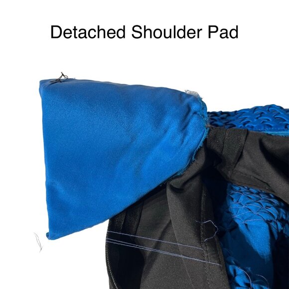 Galanos Vintage Blue and Black Long Puff Sleeve Turtleneck Party Dress Size XS - Picture 8 of 13